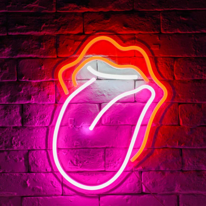LED Smoking Lips Neon Light USB Powered Sexy Lips for Bar Pub Party Wall Bedroom Art Decor Room Decoration Night Light