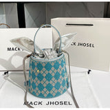Women Full Diamond Rhinestone Bucket Handbag Shoulder Crossbody Bag Ladies Shiny Crystal Clutch Purse For Party Evening Bag