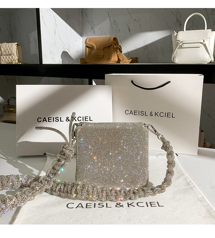 Party Wedding Rhinestones Diamond Evening Clutch Bag Luxury Design Shiny Chain Bling Purse Women Handbag Shoulder Crossbody Bag