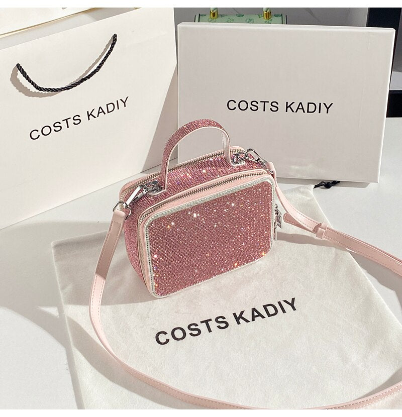 Party Wedding Rhinestones Diamond Evening Clutch Bag Luxury Design Shiny Chain Bling Purse Women Handbag Shoulder Crossbody Bag