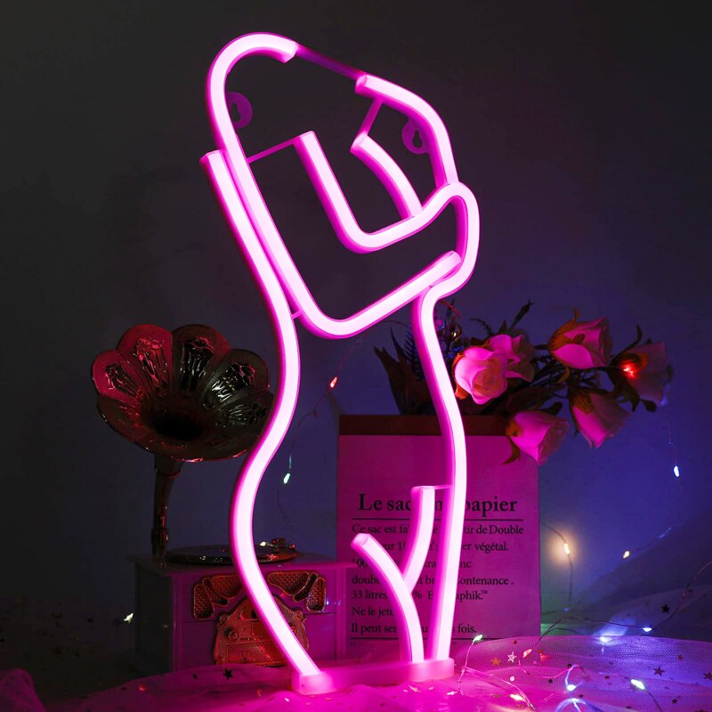 LED Lady Led Neon Sign Lights Wall Hanging Bar Pub Decor Artwork Night Light Neon Bulbs Lamp Bedroom Decoration Lighting
