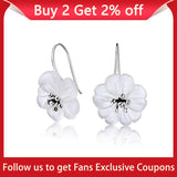 Lotus Fun Real 925 Sterling Silver Earrings Handmade Designer Fine Jewelry Flower in the Rain Fashion Dangle Earrings for Women