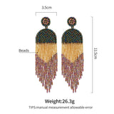 Long Beaded Tassel Earrings Ethnic Bohemia Style Handmade Colorized Seed Beads Statement Drop Earrings Luxury Gift for Women