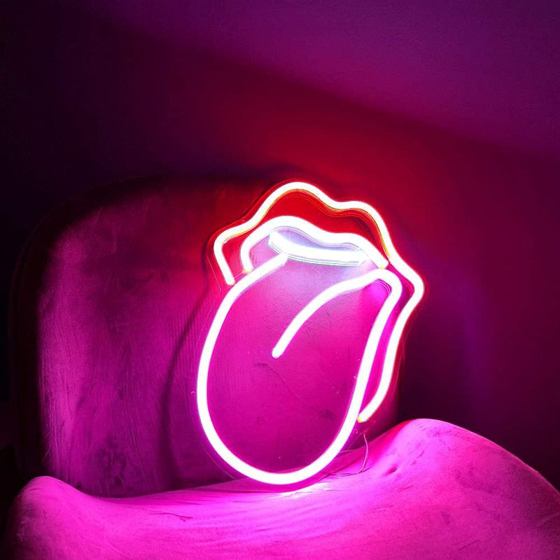 LED Smoking Lips Neon Light USB Powered Sexy Lips for Bar Pub Party Wall Bedroom Art Decor Room Decoration Night Light