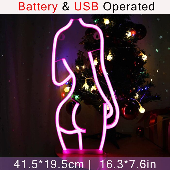 LED Lady Led Neon Sign Lights Wall Hanging Bar Pub Decor Artwork Night Light Neon Bulbs Lamp Bedroom Decoration Lighting