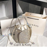 Women Full Diamond Rhinestone Bucket Handbag Shoulder Crossbody Bag Ladies Shiny Crystal Clutch Purse For Party Evening Bag