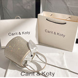 Women Full Diamond Rhinestone Bucket Handbag Shoulder Crossbody Bag Ladies Shiny Crystal Clutch Purse For Party Evening Bag