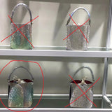 Women Full Diamond Rhinestone Bucket Handbag Shoulder Crossbody Bag Ladies Shiny Crystal Clutch Purse For Party Evening Bag