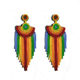 Long Beaded Tassel Earrings Ethnic Bohemia Style Handmade Colorized Seed Beads Statement Drop Earrings Luxury Gift for Women