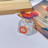 HUANZHI 2021 New Alloy Drop Oil Eye Patch Resin Acrylic Gradient Colorful Geometric Square Rings for Women Girls Jewelry Gifts