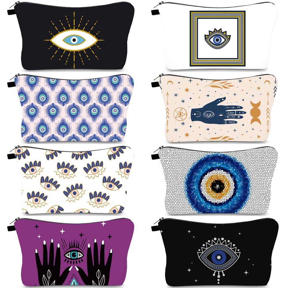 Turkish Blue Evil Eye Portable Women Travel Storage Bag Small Toiletry Organizer Cosmetic Bag Waterproof Female Lucky Makeup Bag