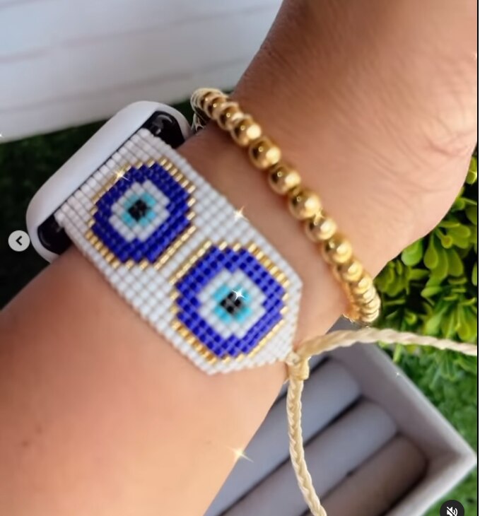 New Design Luxury Miyuki Beads Apple Watch Band- Evil Eye