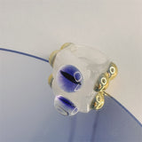 HUANZHI 2021 New Alloy Drop Oil Eye Patch Resin Acrylic Gradient Colorful Geometric Square Rings for Women Girls Jewelry Gifts