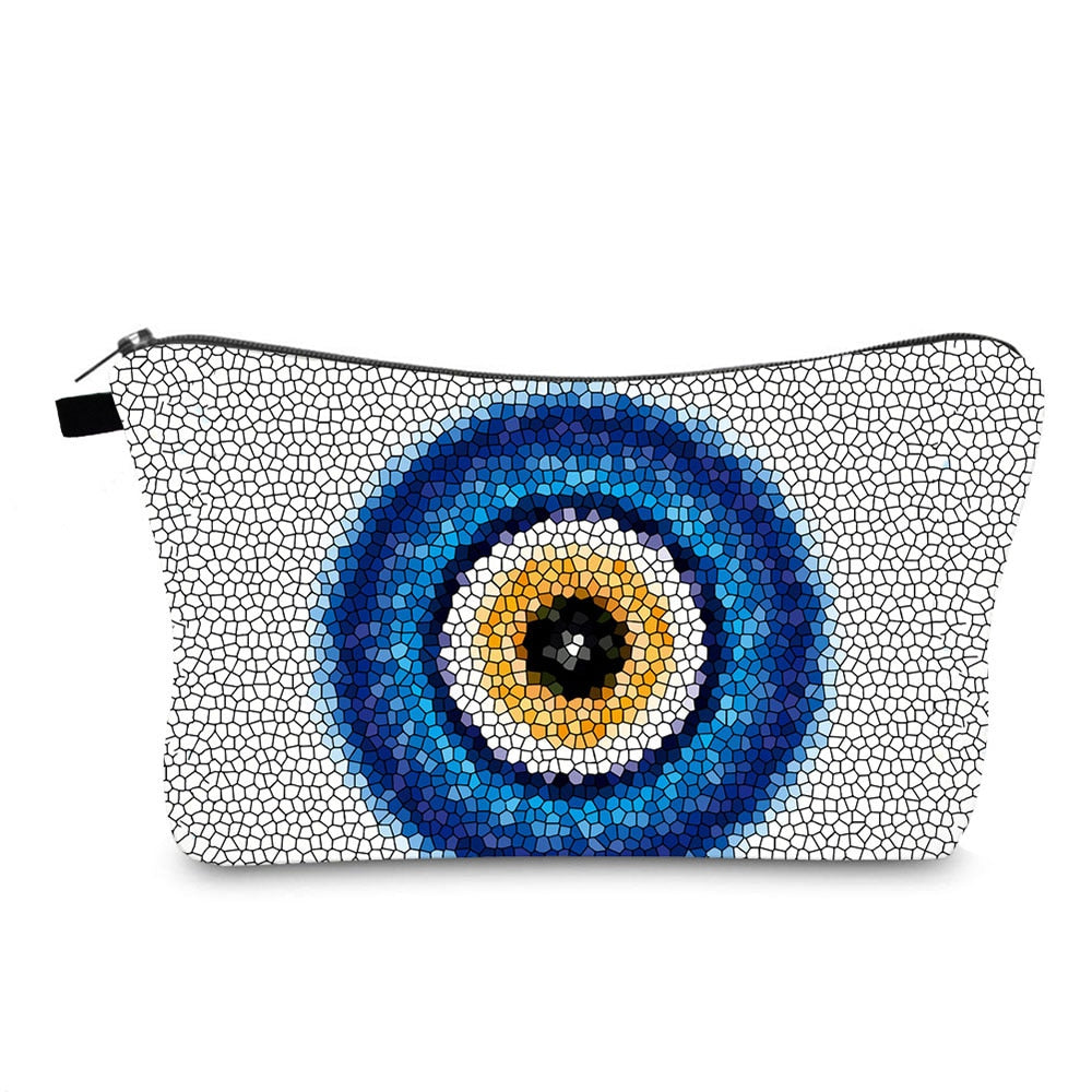 Turkish Blue Evil Eye Portable Women Travel Storage Bag Small Toiletry Organizer Cosmetic Bag Waterproof Female Lucky Makeup Bag