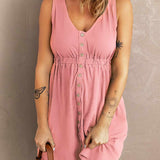 Sleeveless Button Down Mini Dress