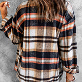 Plaid Button Front Shirt Jacket with Breast Pockets