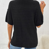 Black Short Sleeve Knit Top