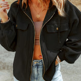 Zip-Up Drawstring Hooded Jacket