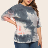 Curvy Line- Tie-Dye Half Sleeve Tee Shirt