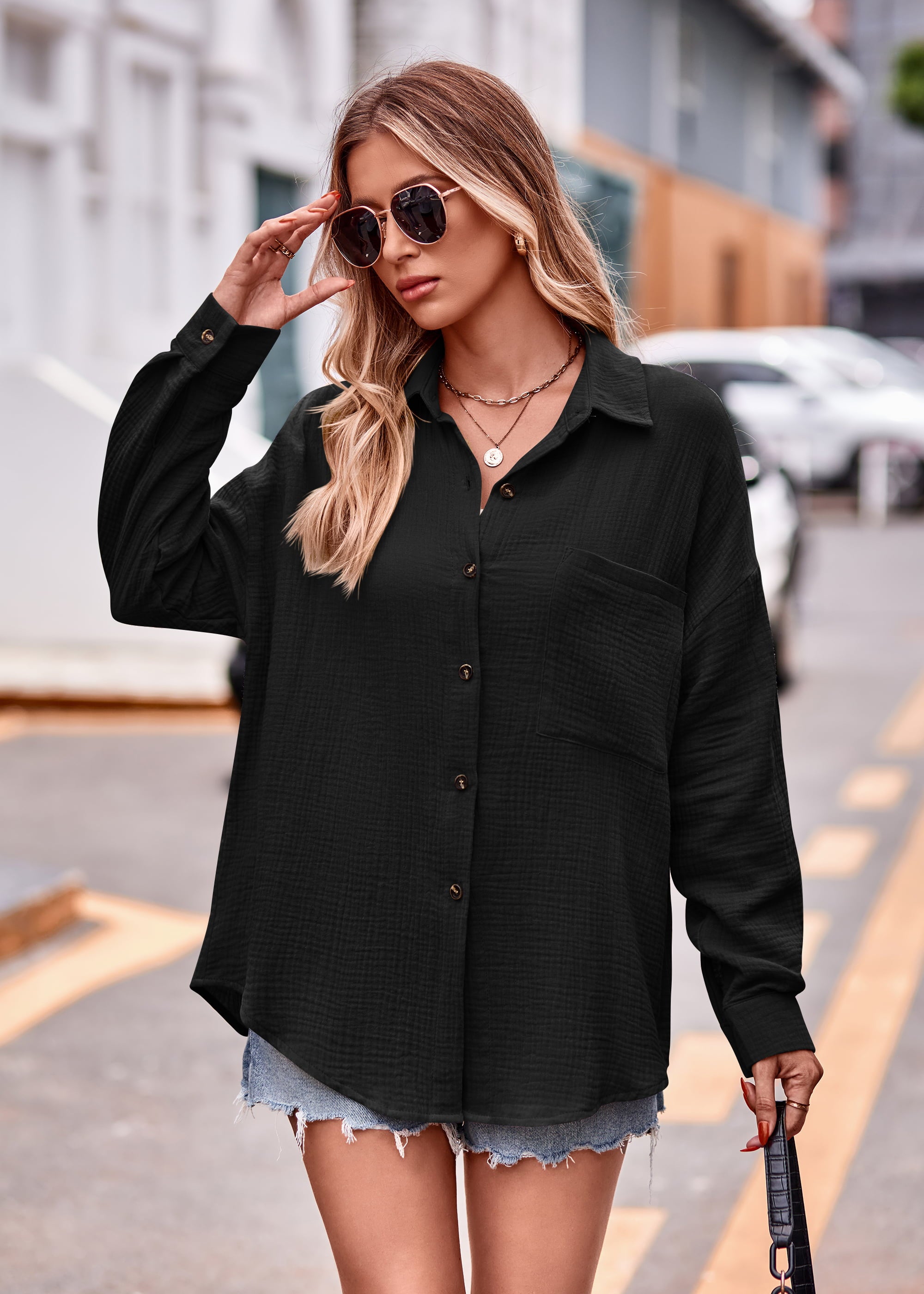 Textured Dropped Shoulder Shaket