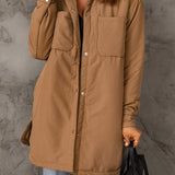 Snap Down Side Slit Jacket with Pockets