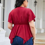 Curvy Line- Frill Surplice Flutter Sleeve Blouse