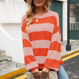 Striped Balloon Sleeve Knit Pullover