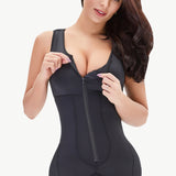 Zip-Up Scoop Neck Lace Trim Shapewear