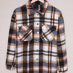 Plaid Button Front Shirt Jacket with Breast Pockets