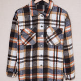 Plaid Button Front Shirt Jacket with Breast Pockets