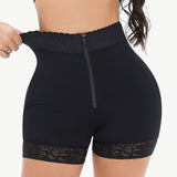 Zip-Up Lace Trim Shaping Shorts