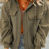Zip-Up Drawstring Hooded Jacket