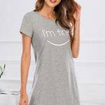 Graphic Round Neck Short Sleeve Lounge Dress