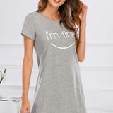 Graphic Round Neck Short Sleeve Lounge Dress
