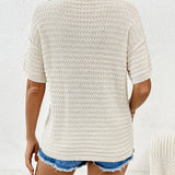 White Short Sleeve Knit Top