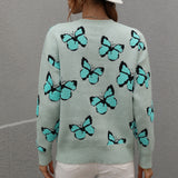 Butterfly Dropped Shoulder Crewneck Sweater