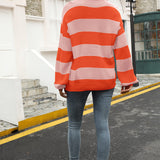 Striped Balloon Sleeve Knit Pullover