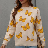 Butterfly Dropped Shoulder Crewneck Sweater