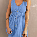 Sleeveless Button Down Mini Dress