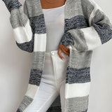 Striped Long Sleeve Duster Cardigan