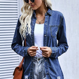 Distressed Snap Down Denim Jacket