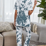 Tie-Dye Tee and Drawstring Waist Joggers Lounge Set