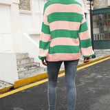 Striped Balloon Sleeve Knit Pullover