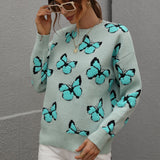 Butterfly Dropped Shoulder Crewneck Sweater