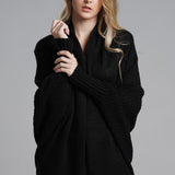 Dolman Sleeve Open Front Ribbed Trim Longline Cardigan