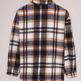 Plaid Button Front Shirt Jacket with Breast Pockets
