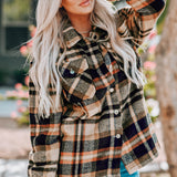 Plaid Button Front Shirt Jacket with Breast Pockets