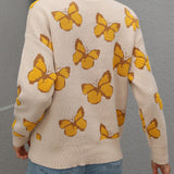 Butterfly Dropped Shoulder Crewneck Sweater