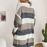Striped Long Sleeve Duster Cardigan