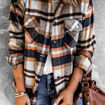 Plaid Button Front Shirt Jacket with Breast Pockets